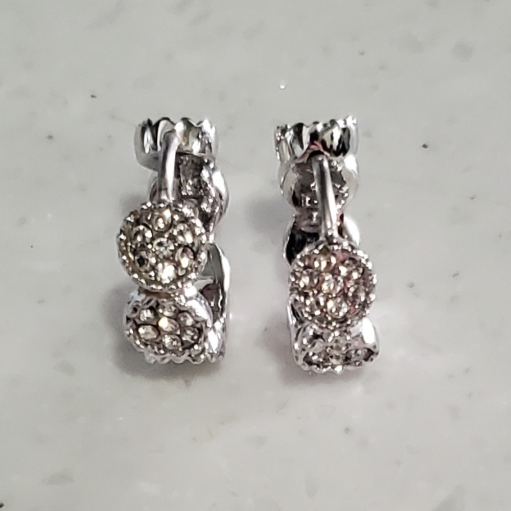 Kate Spade small hoops, silver with stones